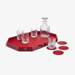 Baccarat Trays & Coasters|Octogone Tray L & Coaster X4 & Harmonie Tumblers & Whiskey Decanter | United States